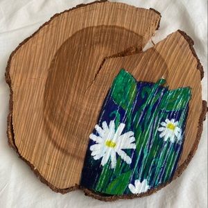 doorway flower painting wood decor art piece